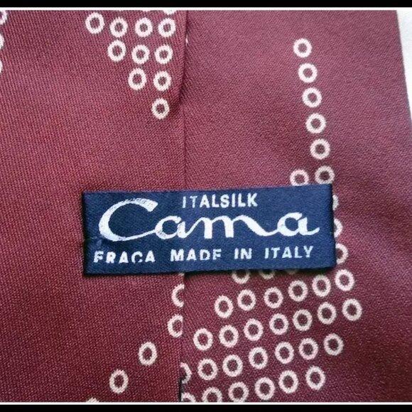 Vintage Brown Silk Wide Tie, Atomic Print Necktie - Picture 4 of 15